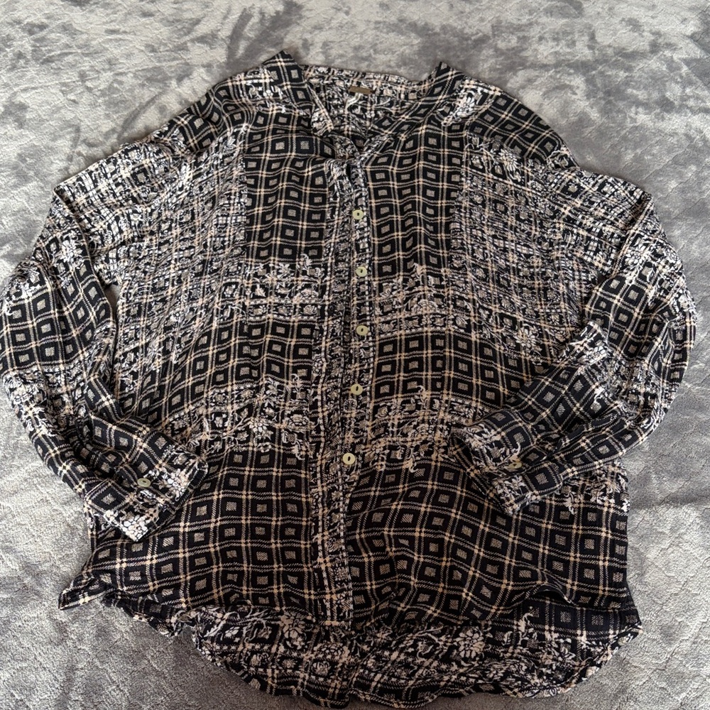 Free People Pattern Button Down Shirt
